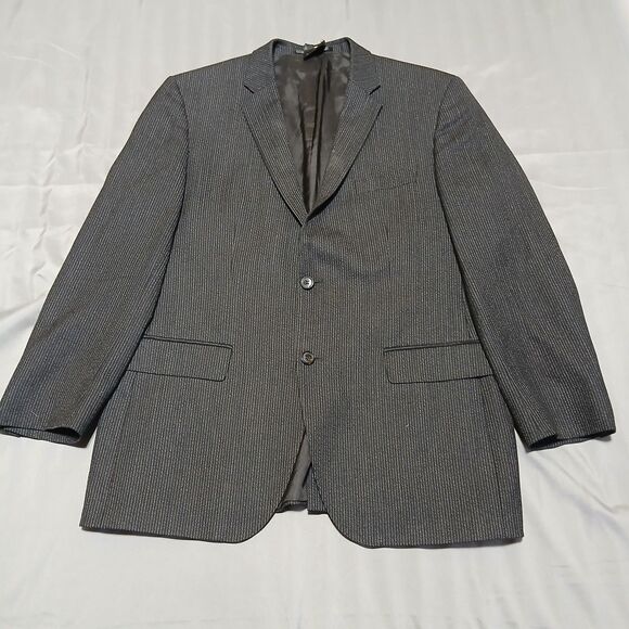Hugo Boss Mens 42R Blazer Black Wool Herringbone Sport Coat Jacket The Jam READ - Picture 1 of 16